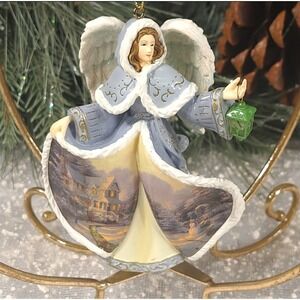 Thomas Kinkade Winter Angels of Light 2005 Blue Ornament Collection Christmas